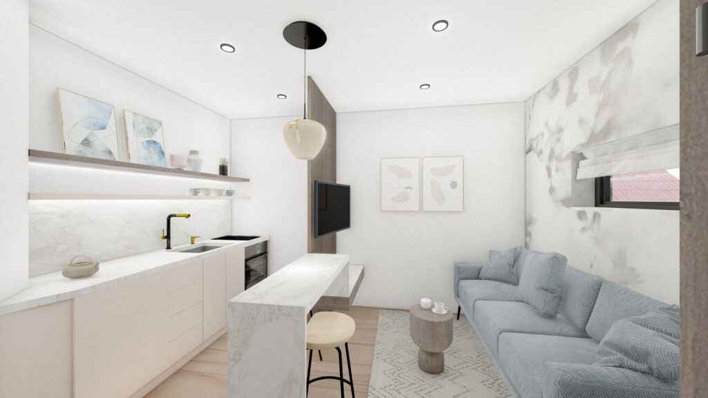 1OG kuhinja i dnevna Render 1